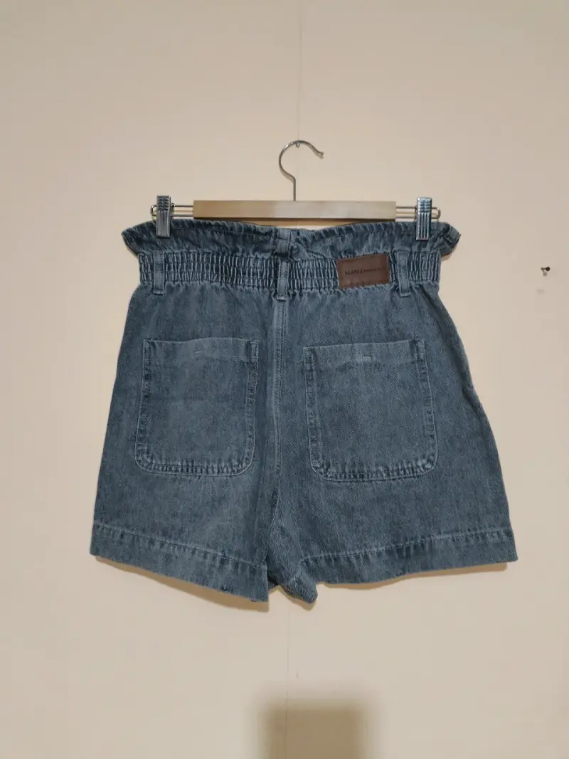 Shorts de mezclilla gris con cintura elástica - 2