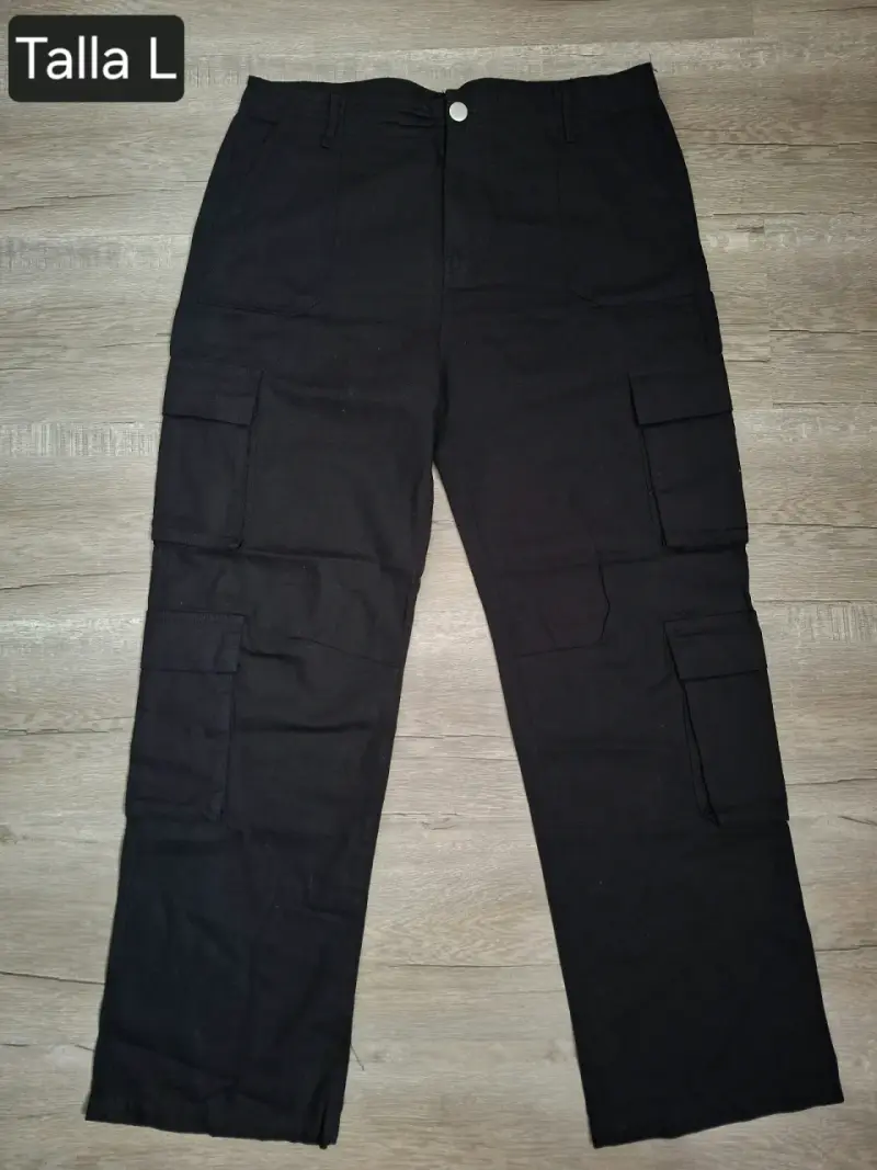 Pantalones cargo negros talla L para hombre - 1