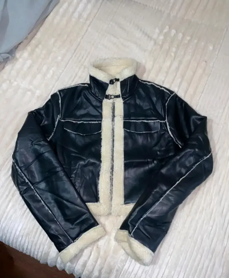Chaqueta de cuero sintético con forro de lana - 1