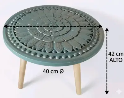 Mesa auxiliar redonda de diseño floral - miniatura 2