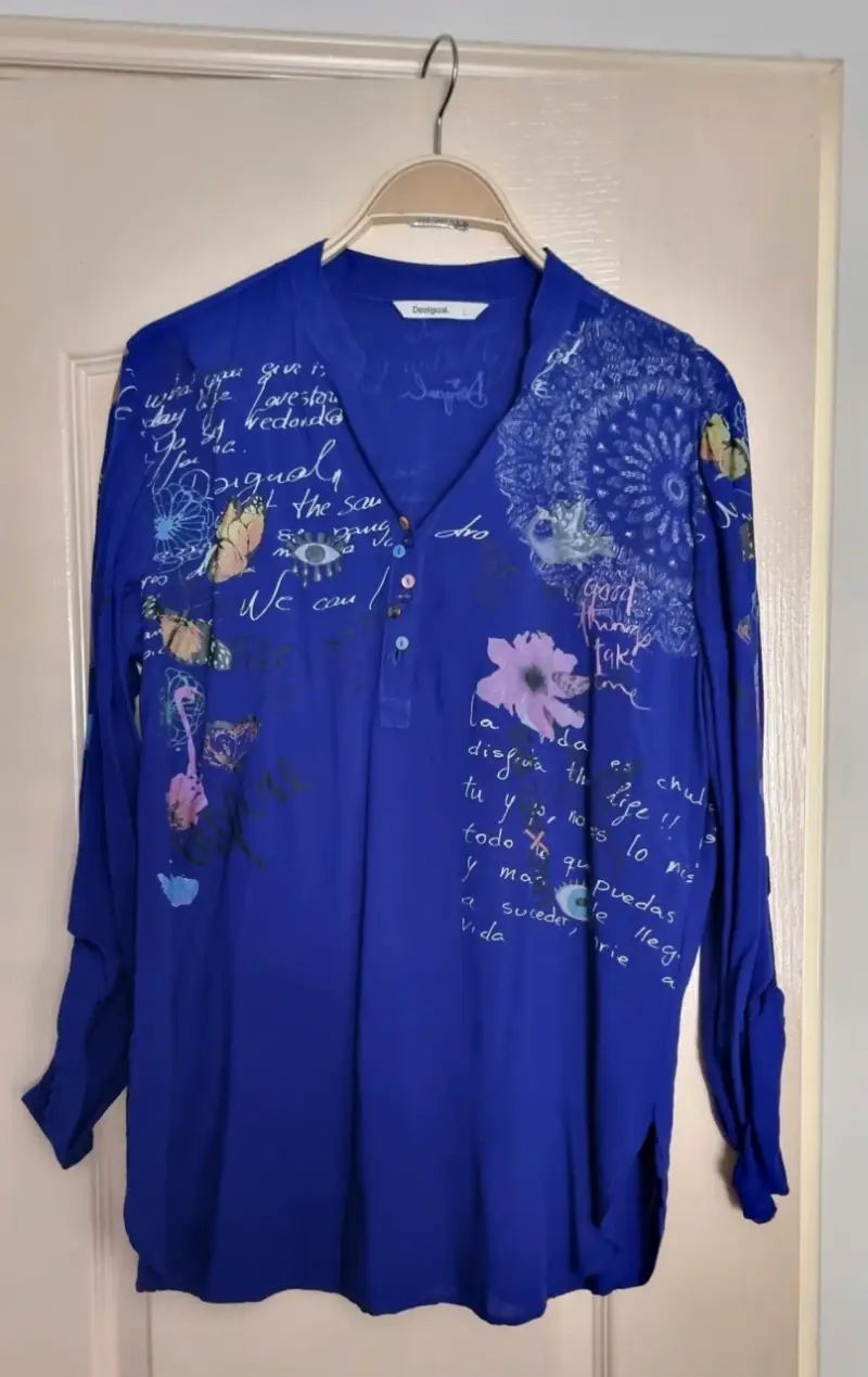Blusa azul estampada Desigual talla L