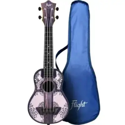 Ukulele soprano Flight con funda diseño floral - miniatura 1