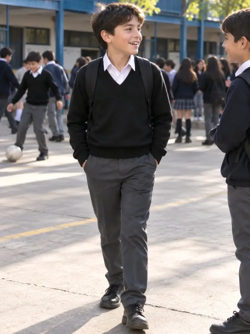 Suéter azul marino escolar para hombre - 1