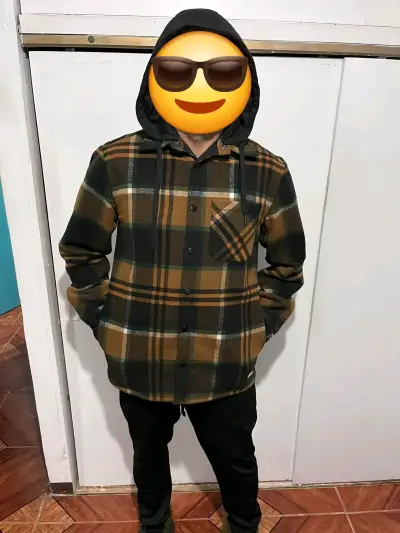 Camisa de franela a cuadros con capucha para hombre - miniatura 1