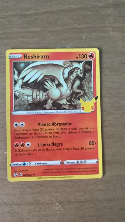 Carta Pokémon Reshiram Básica 002/025 - miniatura 3