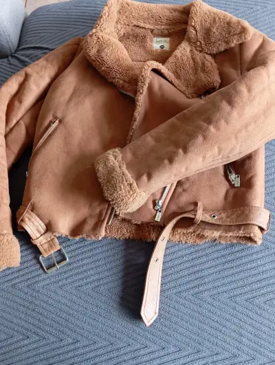 Chaqueta de gamuza marrón con forro Sybilla - miniatura 1