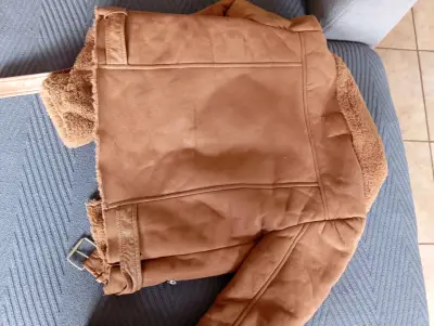 Chaqueta de gamuza marrón con forro Sybilla - miniatura 3