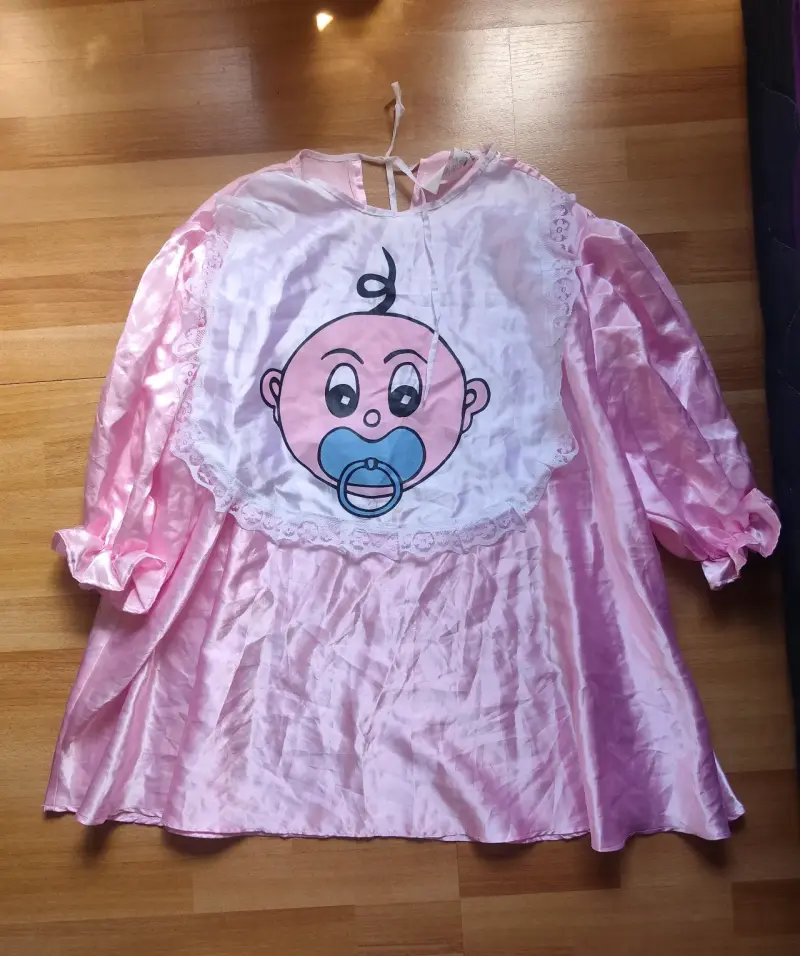 Disfraz de bebé adulto rosa con babero Talla L/XL - 2