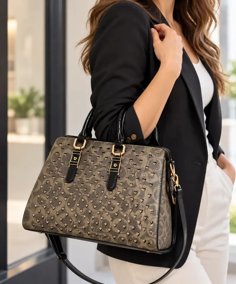 Bolso de mano con diseño de corazones y correa ajustable - 2