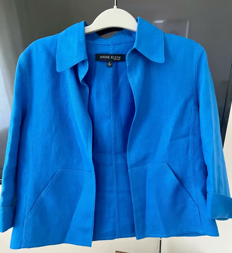 Chaqueta Azul Mujer Lino Anne Klein Talla S - 4