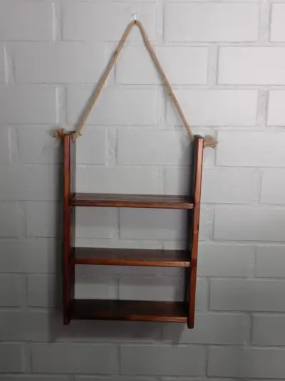 Estante de madera colgante rústico - miniatura 3