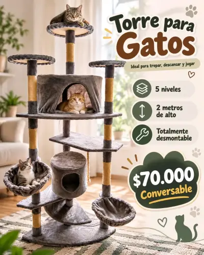 Torre para gatos de 5 niveles desmontable - miniatura 1