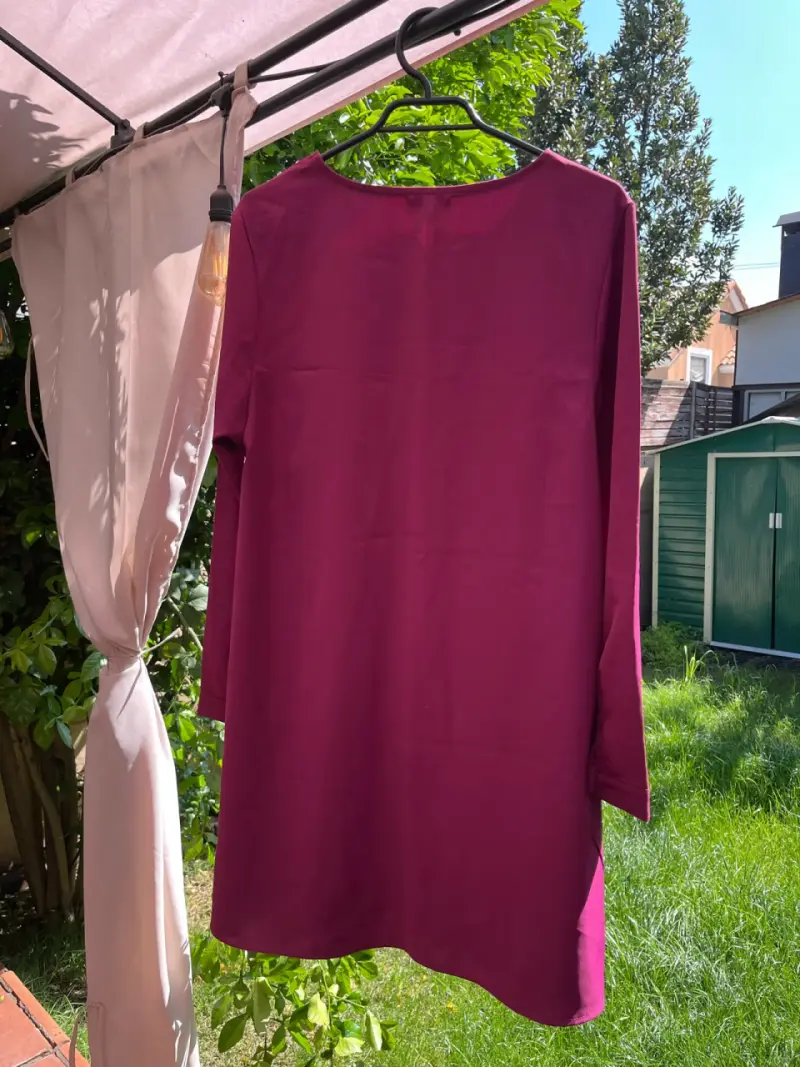 Vestido fucsia manga larga Jacinta Tienda - 4
