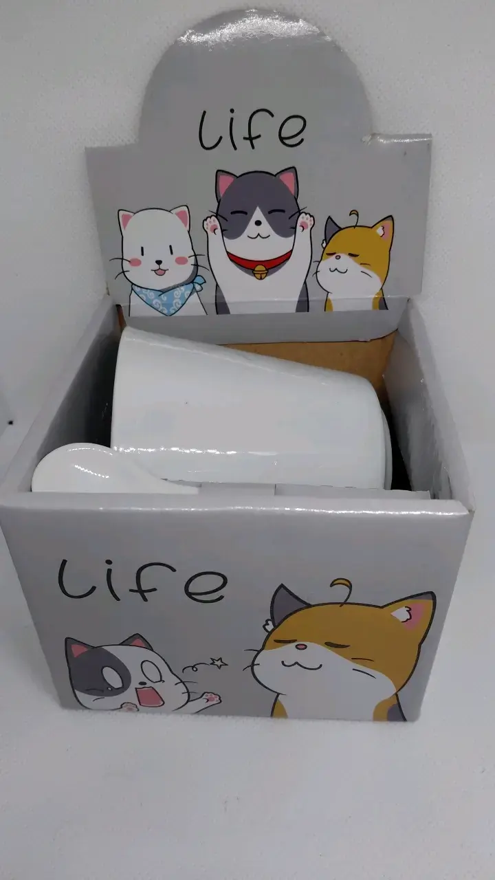 Set de Tazas de Cerámica con Diseño de Gatos - 2