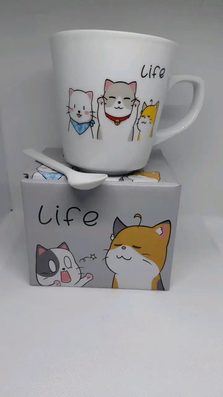 Set de Tazas de Cerámica con Diseño de Gatos - 3