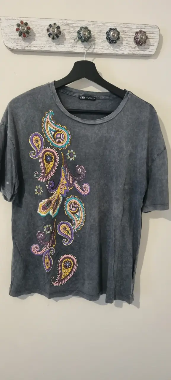 Polera gris con diseño Zara