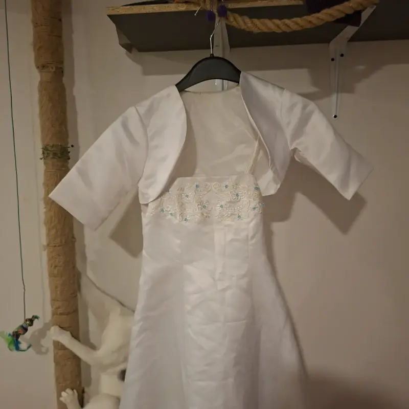 Vestido de Primera Comunión con Bolero Blanco - 1