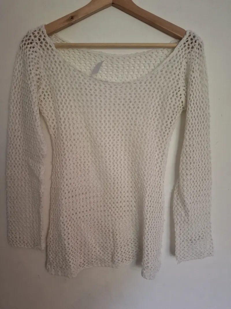 Suéter tejido blanco de mujer Talla Única - 2