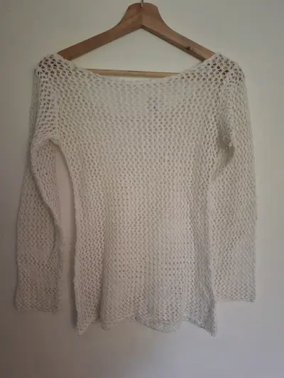 Suéter tejido blanco de mujer Talla Única - miniatura 3