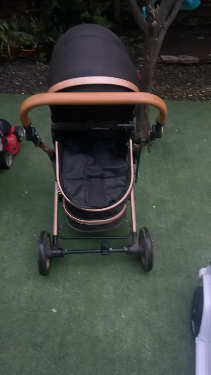 Coche de bebé LuBabycas plegable negro - 2