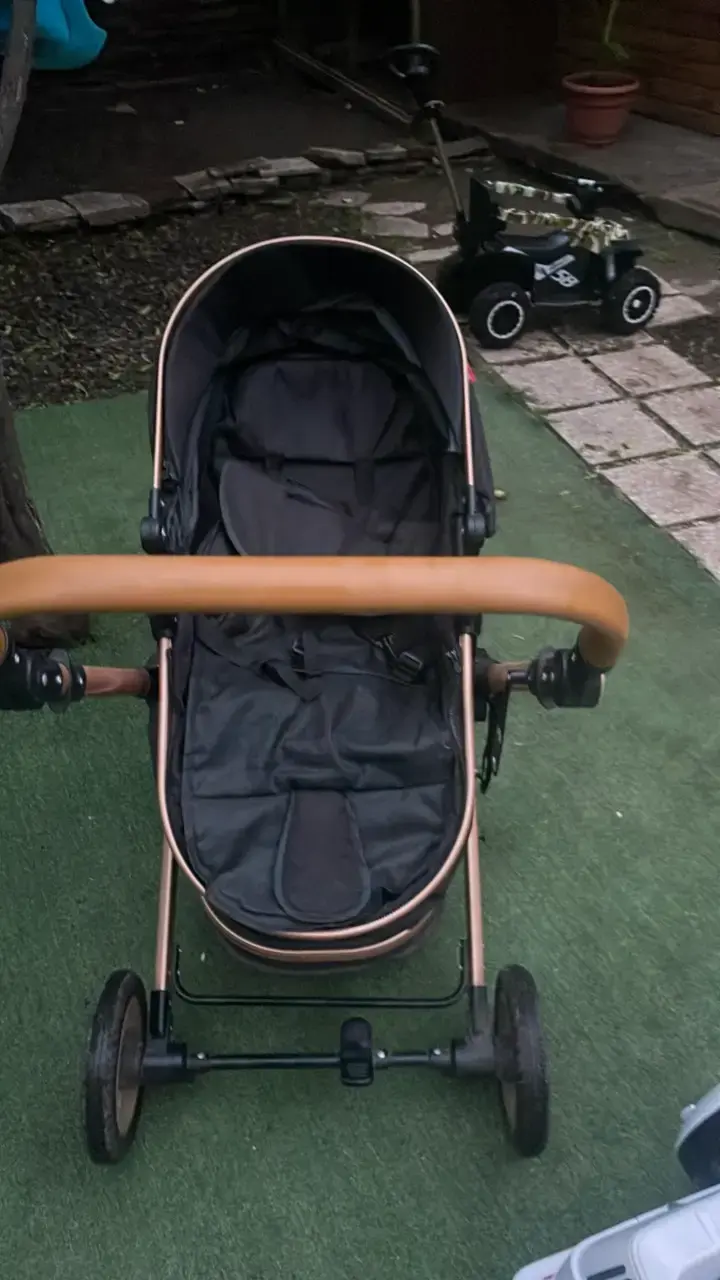 Coche de bebé LuBabycas plegable negro - 4