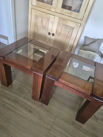 Mesas de centro de madera con vidrio - miniatura 1
