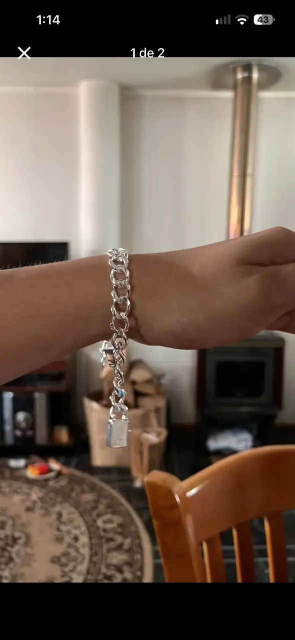 Pulsera de plata con diseño de eslabones - 1