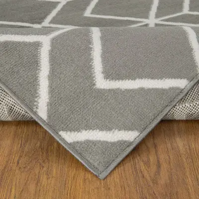 Alfombra moderna gris con diseño geométrico244X305 - miniatura 2