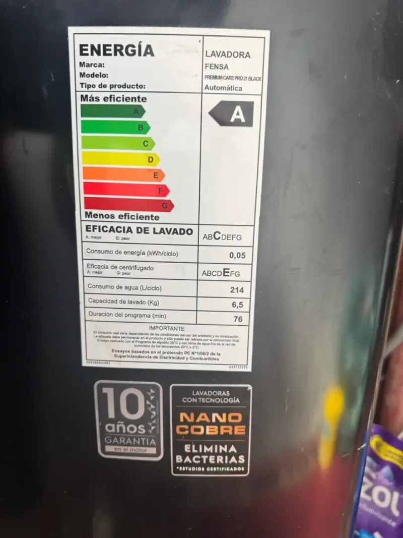 Lavadora Fensa 21kg con tapa de vidrio - 3