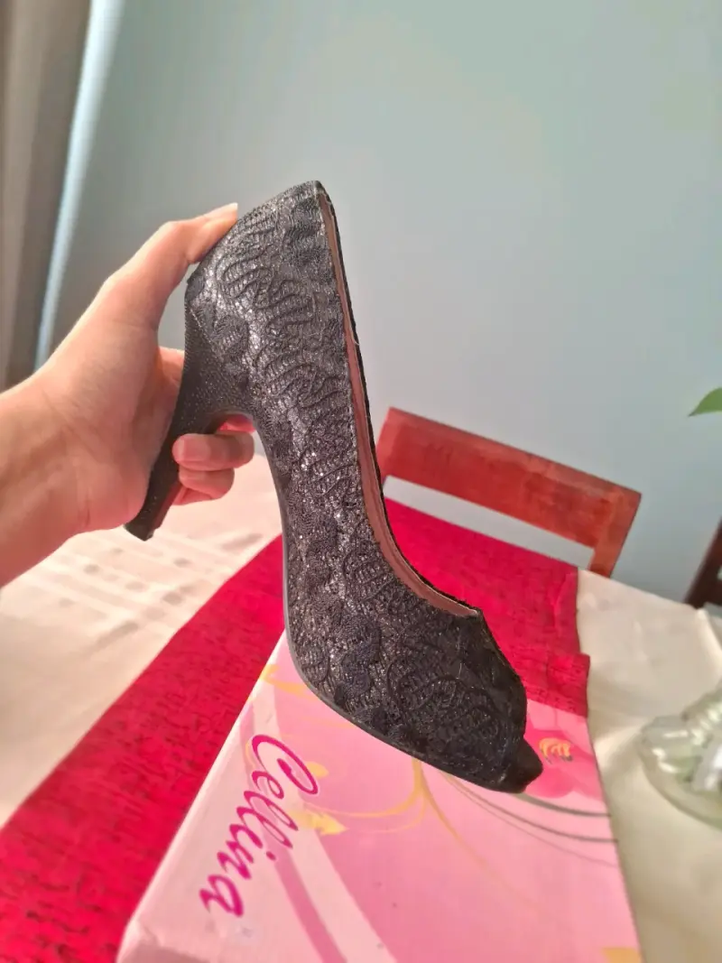 Zapatos de Tacón Peep Toe Negros Celina - 4