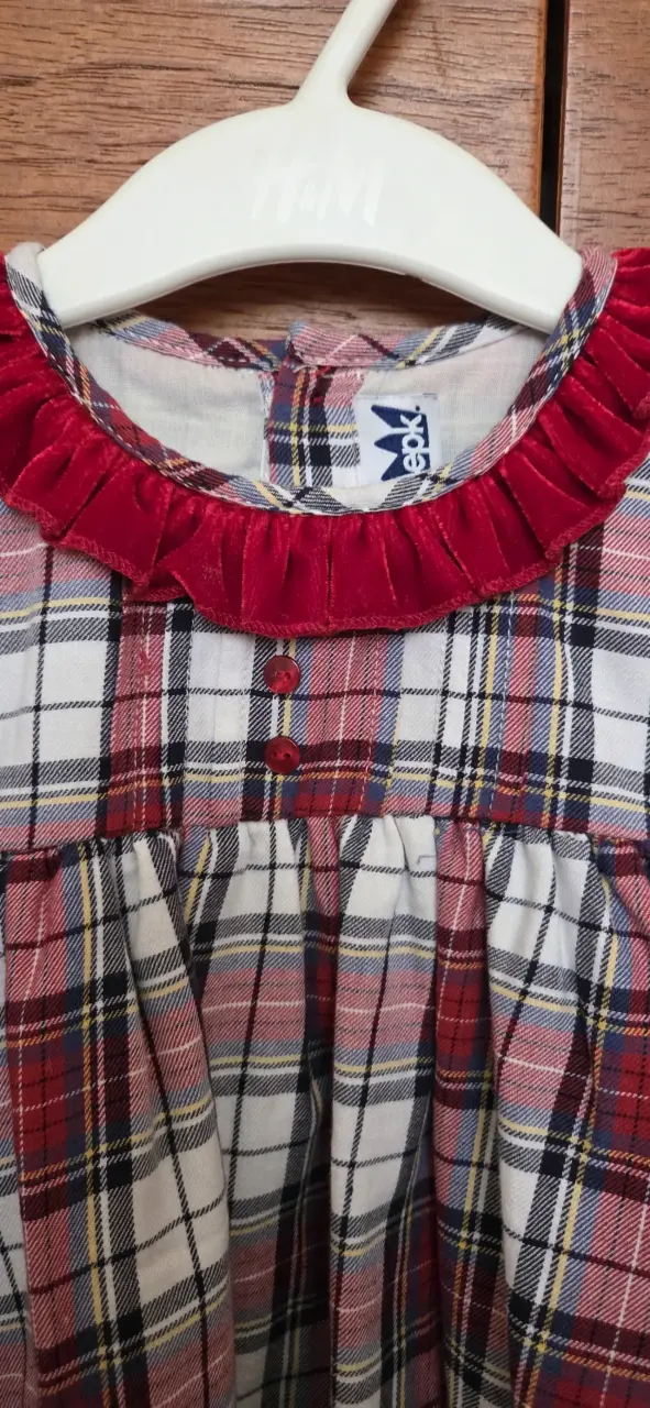 Vestido infantil a cuadros rojo y blanco 3 años - 3