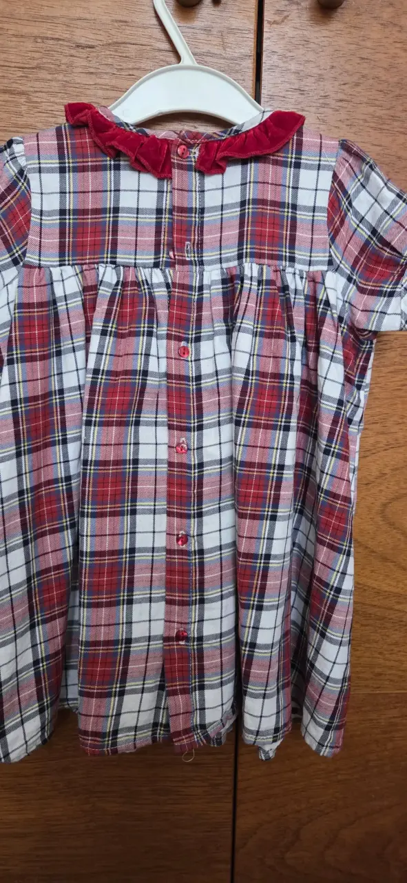 Vestido infantil a cuadros rojo y blanco 3 años - 4
