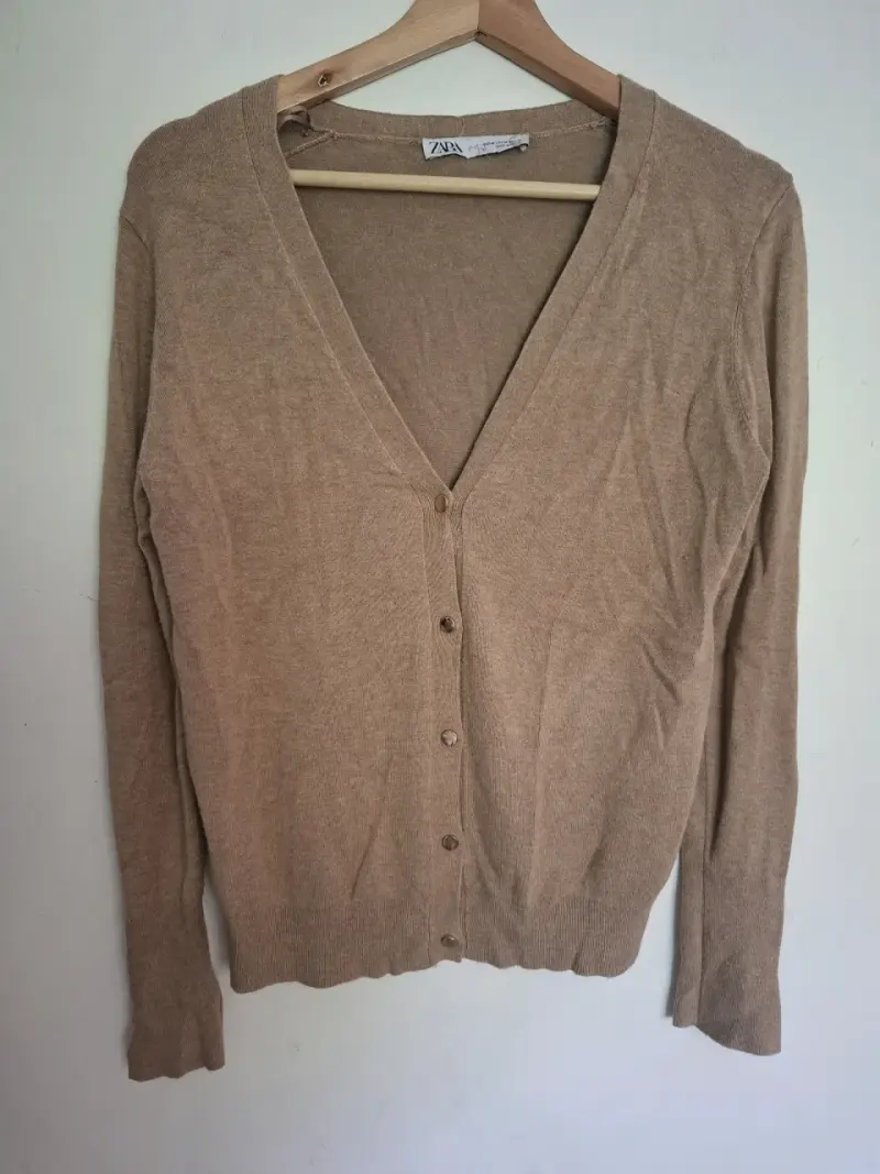 Cardigan beige de lana Zara para mujer Talla M - 1