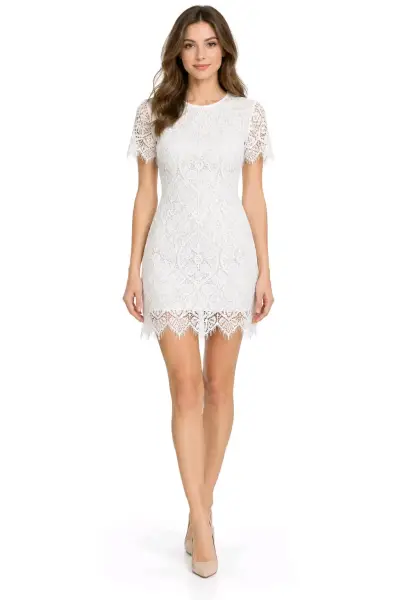 Vestido de encaje blanco elegante - miniatura 2