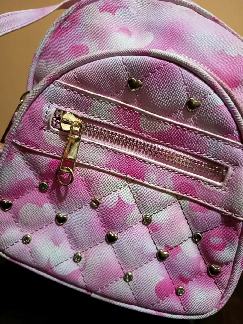 Mochila pequeña rosa con diseño floral - 3