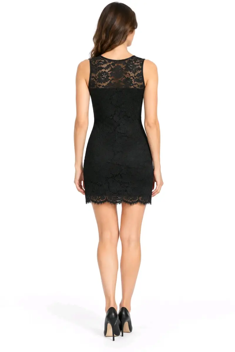 Vestido de encaje negro elegante para mujer - 1