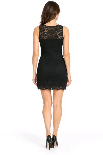 Vestido de encaje negro elegante para mujer - miniatura 1