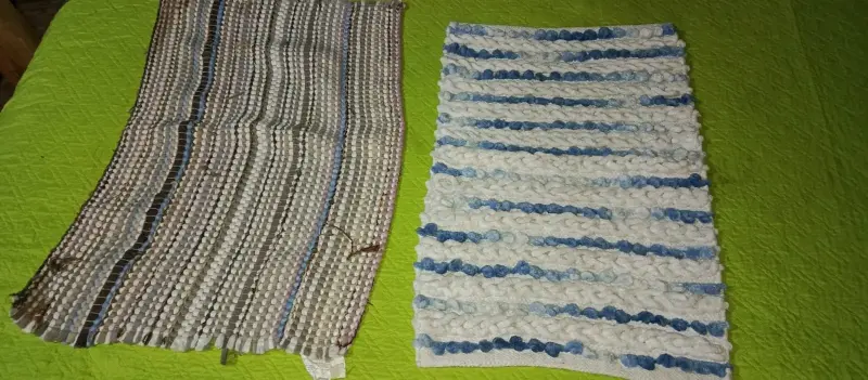 Alfombras tejidas a mano en tonos azules y grises