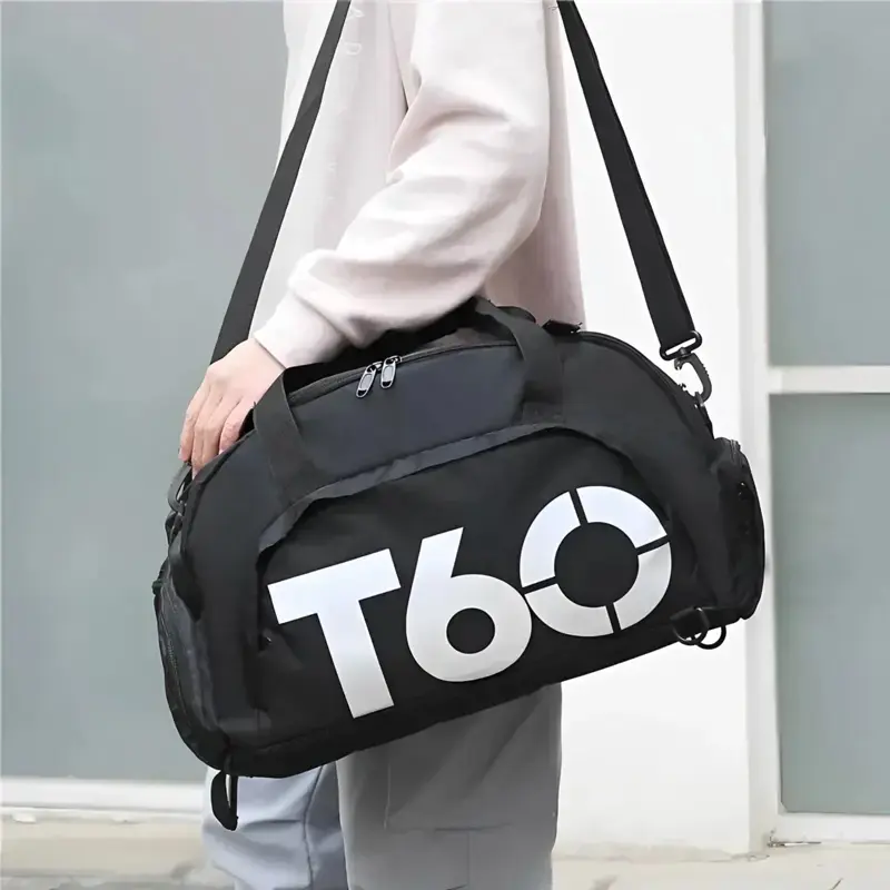 Bolso deportivo negro T60 con compartimento para zapatos - 2