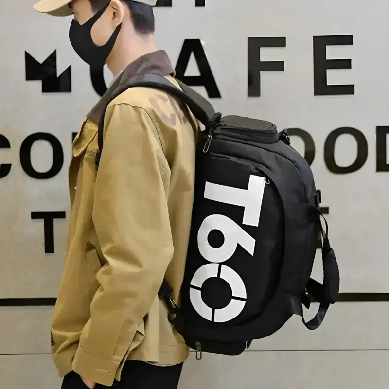 Bolso deportivo negro T60 con compartimento para zapatos - 4