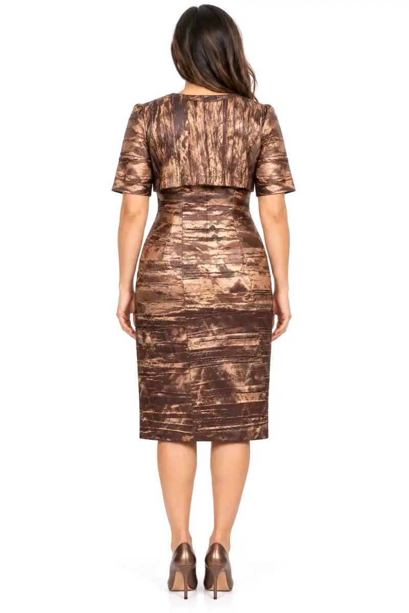 Vestido de cóctel dorado con bolero - 2
