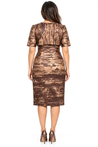 Vestido de cóctel dorado con bolero - miniatura 2