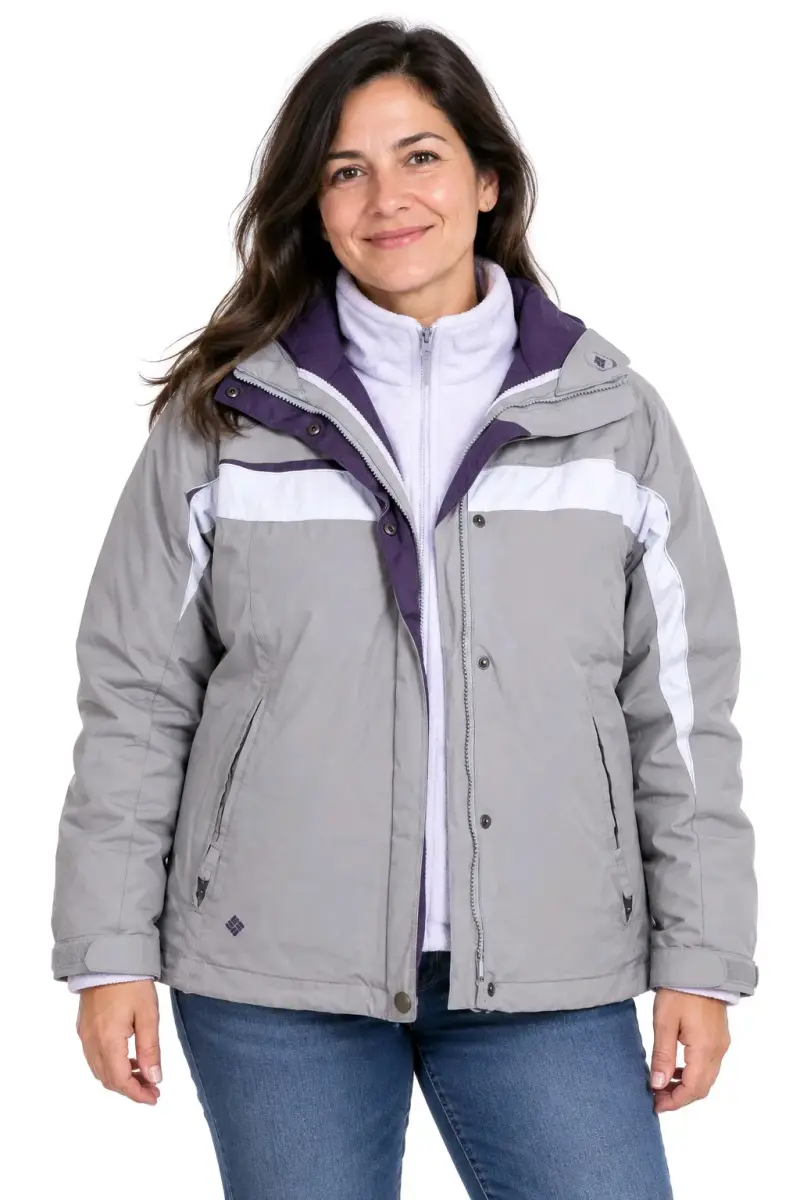 Chaqueta Columbia para mujer gris y morado