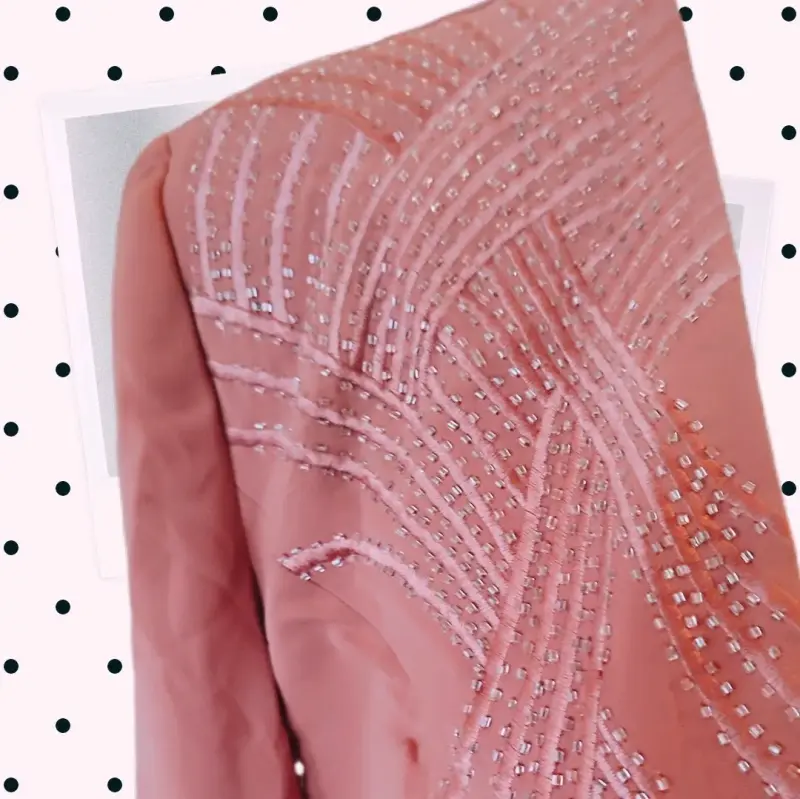Blazer rosado salmón  con detalles bordados - 2