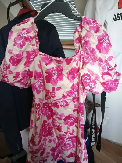 Vestido floral rosa con mangas abullonadas MNG - miniatura 1