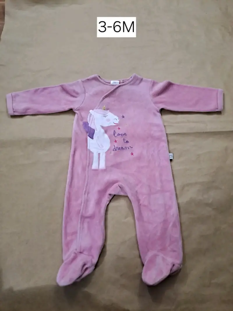 Enterito de bebé rosado con unicornio 3-6M - 1