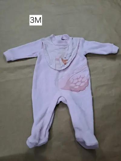 Pijama de bebé rosa con diseño de cisne 3M - miniatura 1