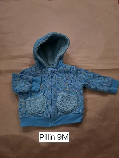 Chaqueta de bebé azul con capucha Pillin 9M - miniatura 1