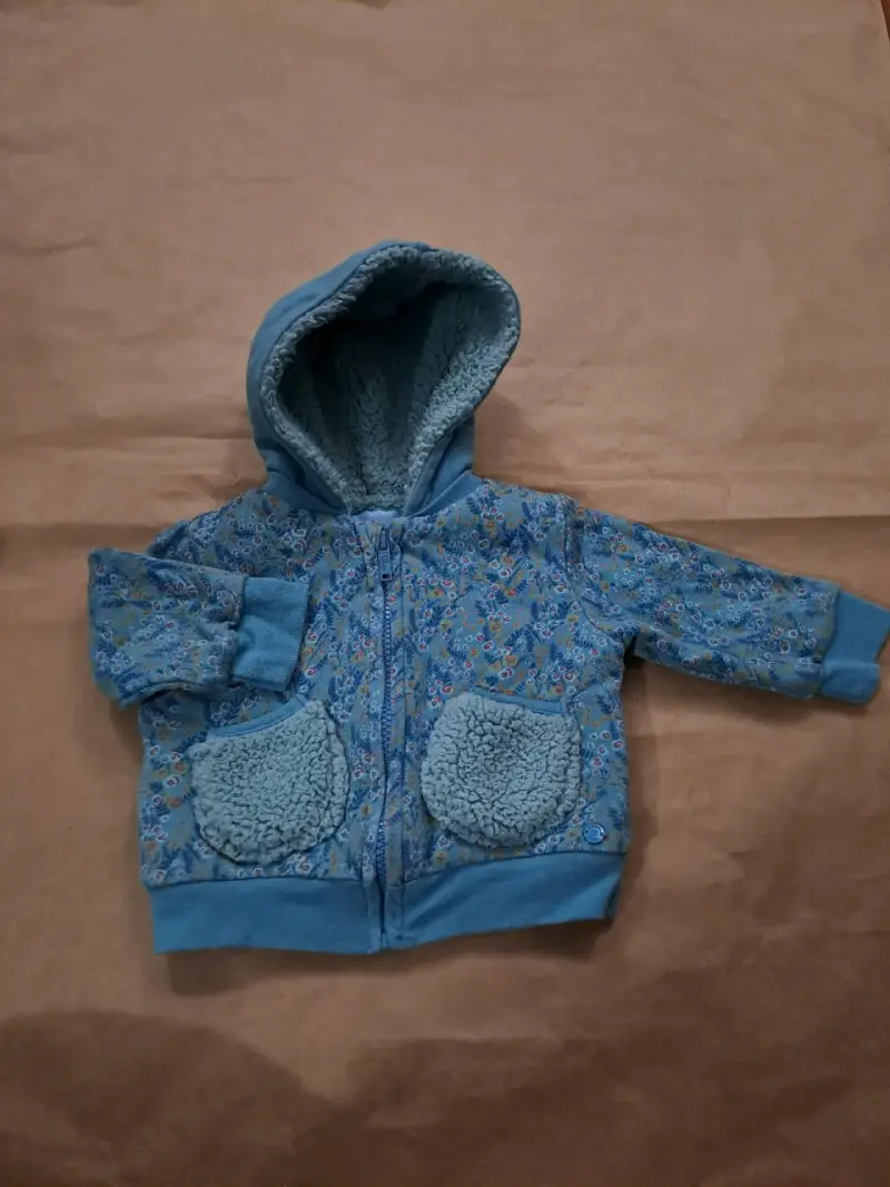 Chaqueta de bebé azul con capucha Pillin 9M - 2