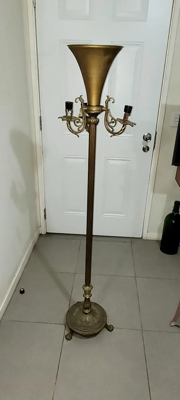 Lámpara de pie vintage de bronce - 1